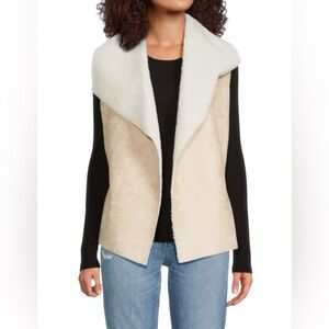 WD.NY Women's Beige and Ivory Faux Shearling Vest NWT XL